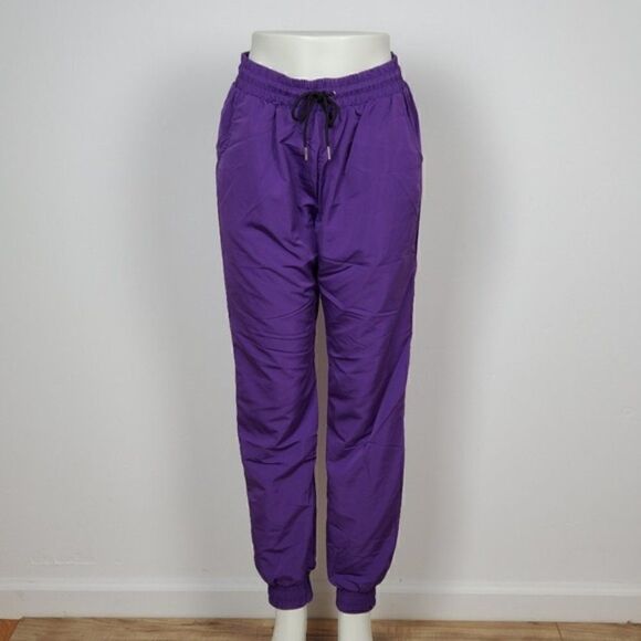 Women's Purple Jogger Pants Front Pockets - Picture 2 of 6